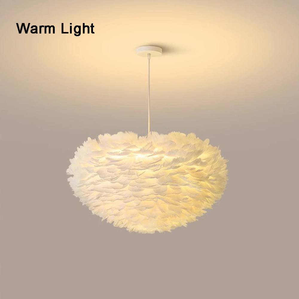 Nordic Dimmable Feather Chandelier Simple Bedroom Eye Protection Pendant Lighting