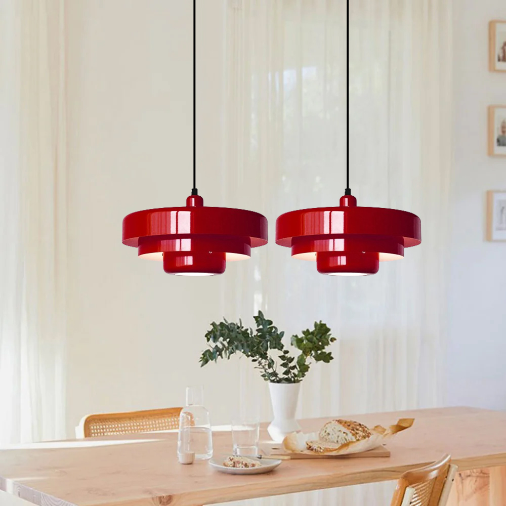 Classic Orange Metal Pendant Light Mid-Century Modern Green Bauhaus Mini Chandelier