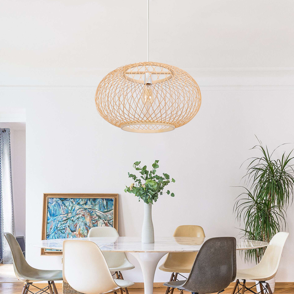 Dining room bamboo pendant light shade hand knitted chandelier