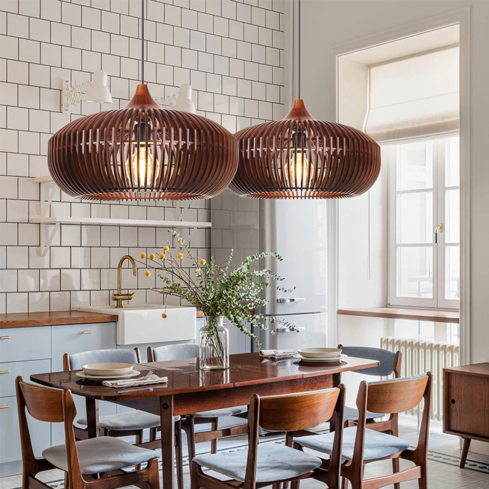 Nordic Wood Art Creative Living Room Pendant