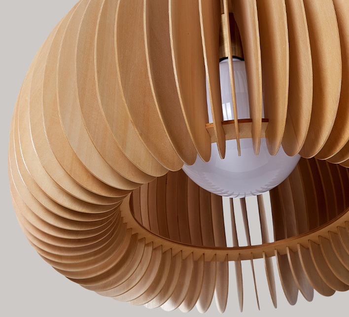 Restaurant Decorative Lamps Nordic Solid Wooden Pendant Light Pumpkin Chandelier