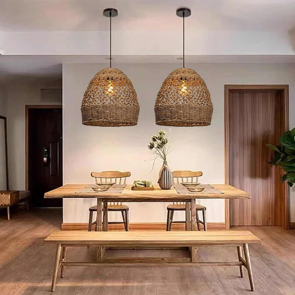 Natural Seagrass Lampshade Rattan Pendant Light Handmade Lamp Fixture