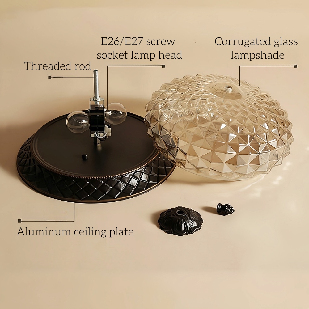 Vintage Entrance Light Corrugated Glass Ceiling Light