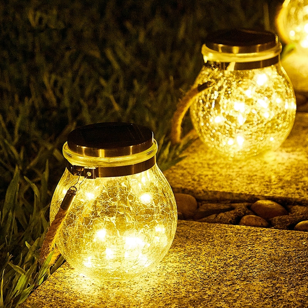Solar Outdoor Waterproof Cracked gGass Hanging Lamp