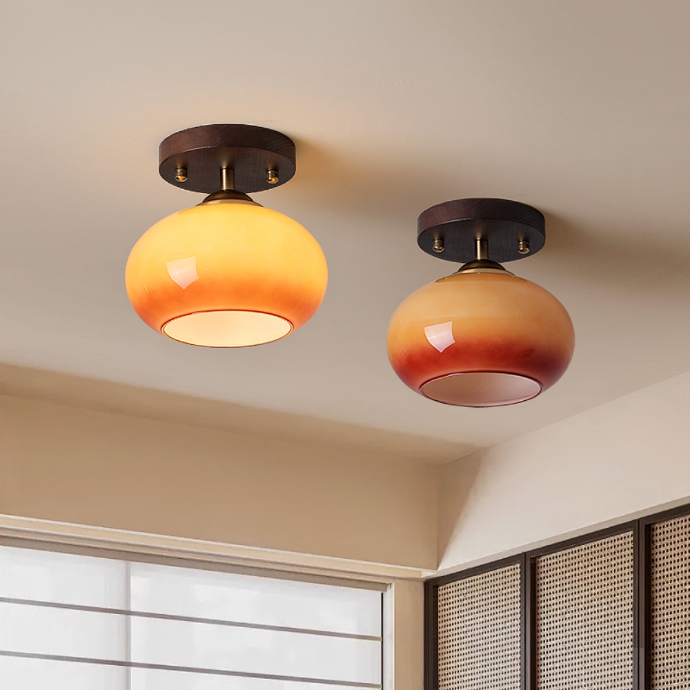 Mirad Retro Persimmon Glass Ceiling Light Bedroom Living Room