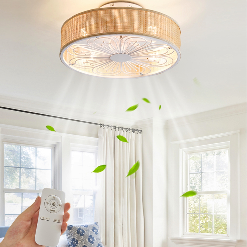 Japanese Retro Rattan Fan Ceiling Light