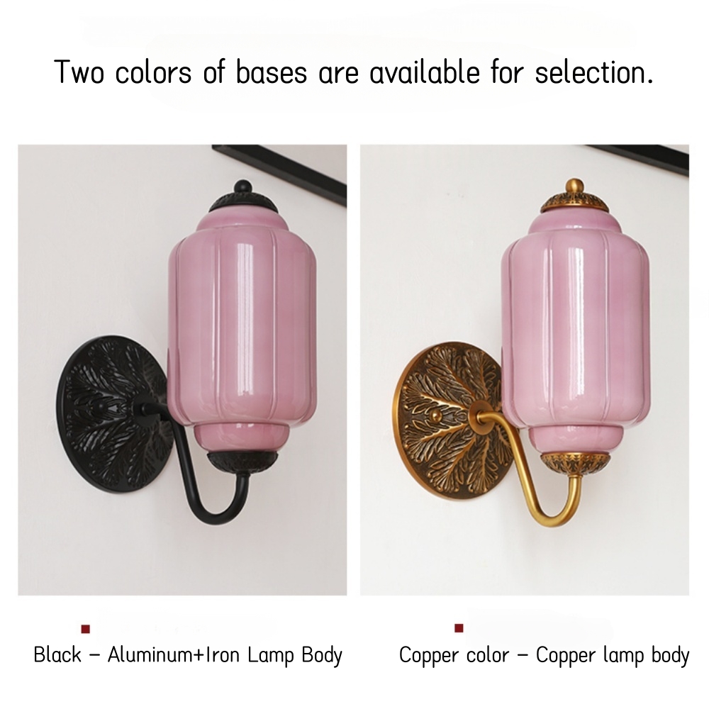 French Retro Copper Glass Wall Lamp Aisle Cream Style Light Fixture