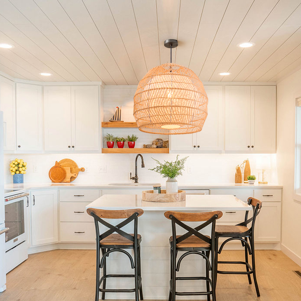 Bohemian coastal kitchen rattan pendant light dining room modern chandelier