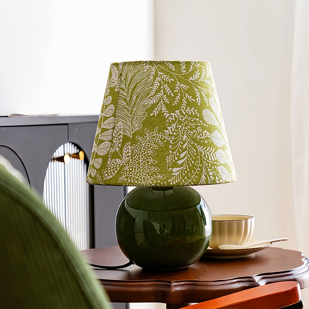 Retro Style Green Ice Chip Cracked Glaze Ceramic Desk Lamp Decoration Desktop Lamp