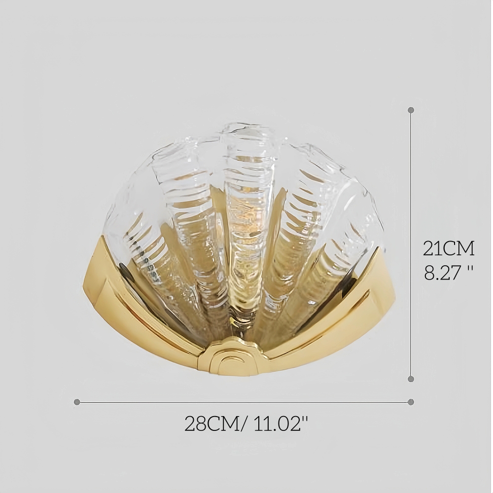 Brass Shell Glass Decorative Wall Lamp French Modern Living Room Bedroom Aisle Lighting Fixture