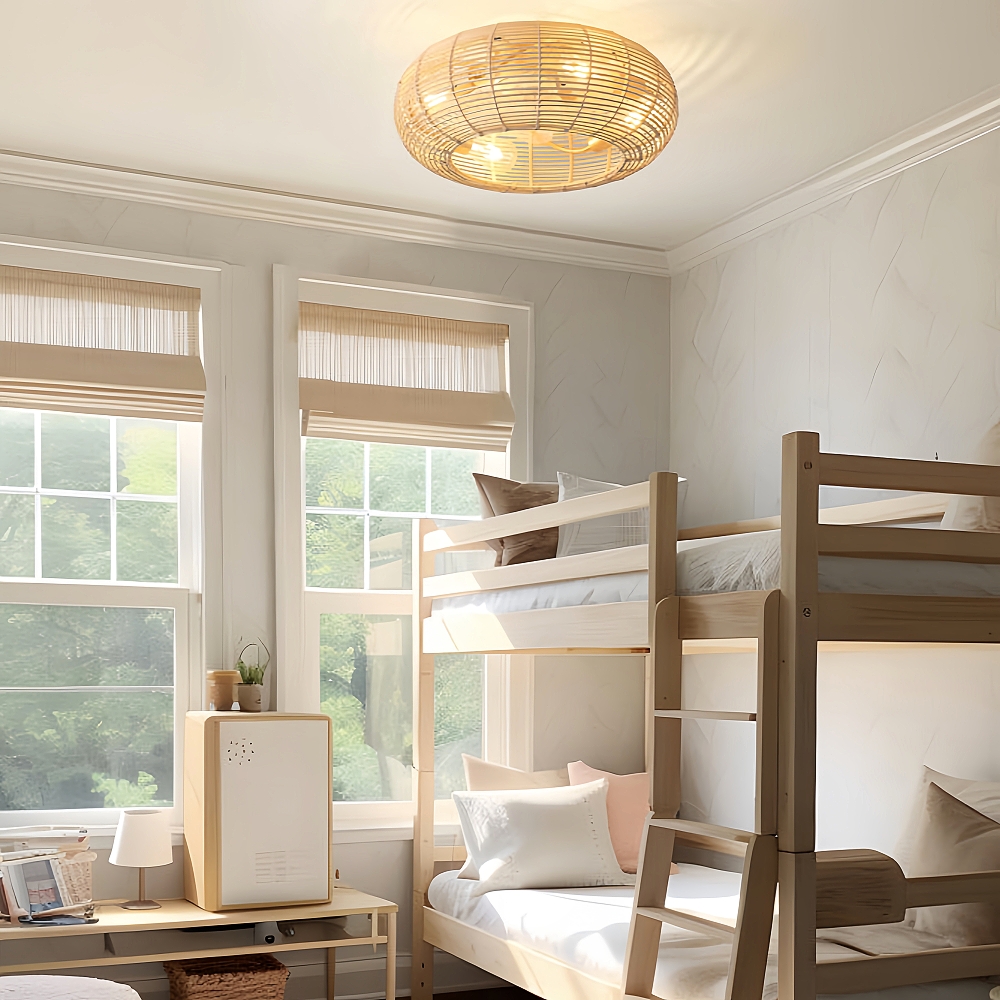 Bohemian Atyle Rattan 20 Inch Ceiling Fan Light 