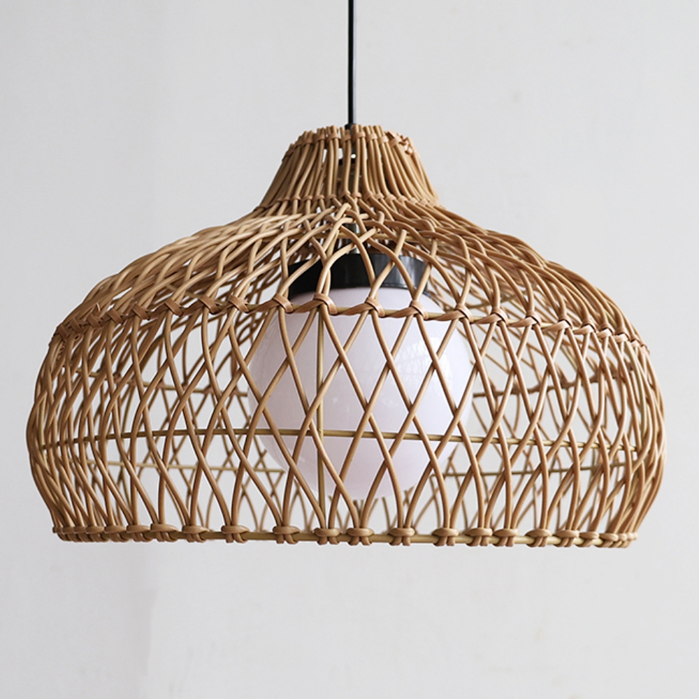 Outdoor courtyard waterproof rattan woven pendant light 16 inch decorative pendant light
