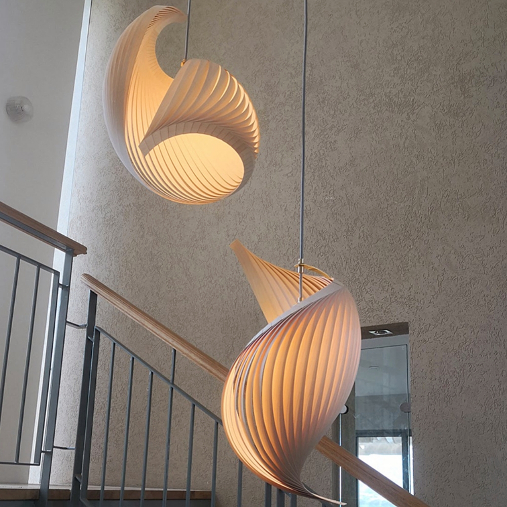 LOFT Japanese Conch Art Restaurant Wooden Pendant Light