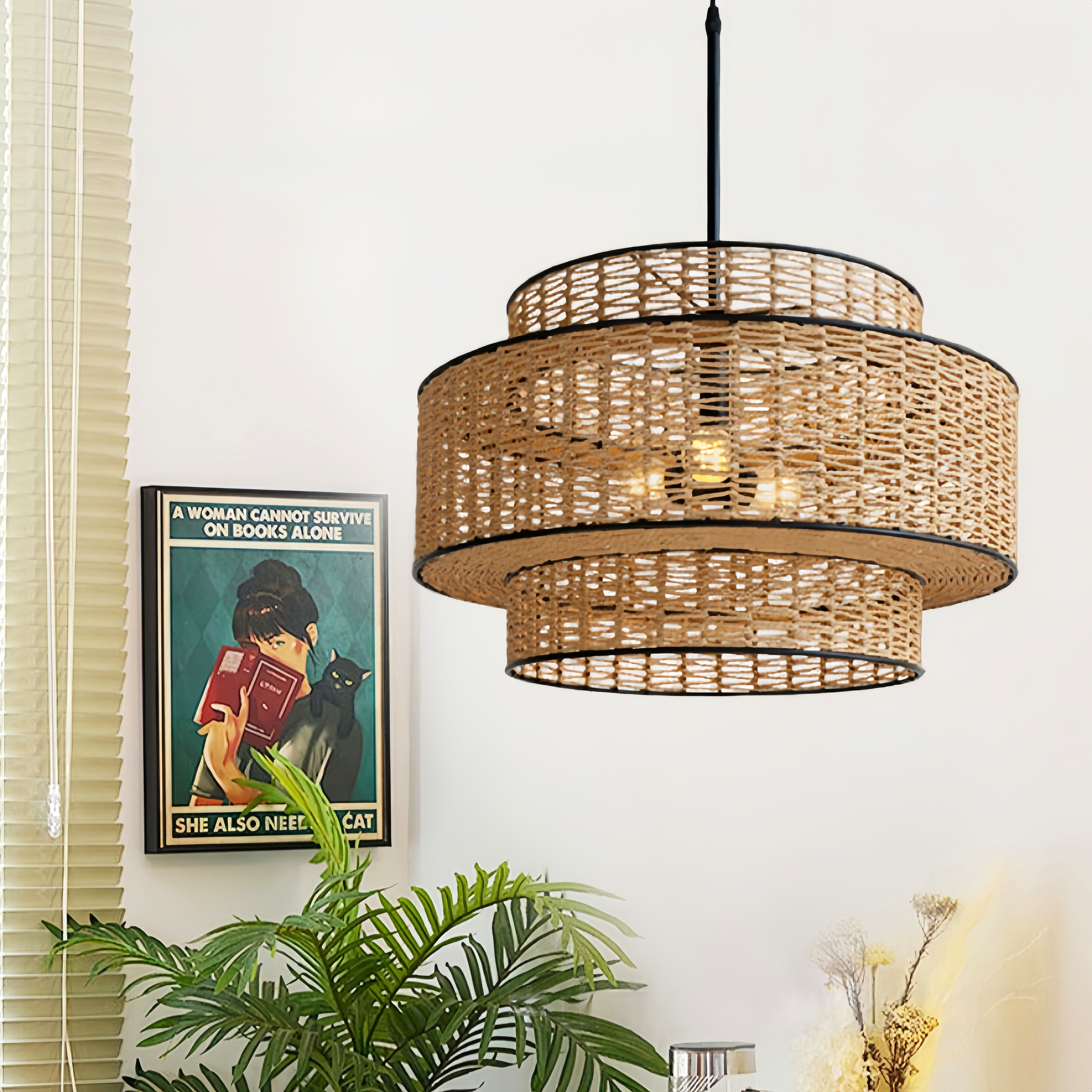 Wabi Sabi Handwoven Linen Rope Art Pendant Lamp