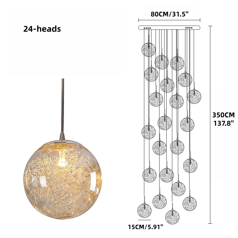 Villa Hollow Staircase Long Chandelier Modern Grand Foyer Lighting