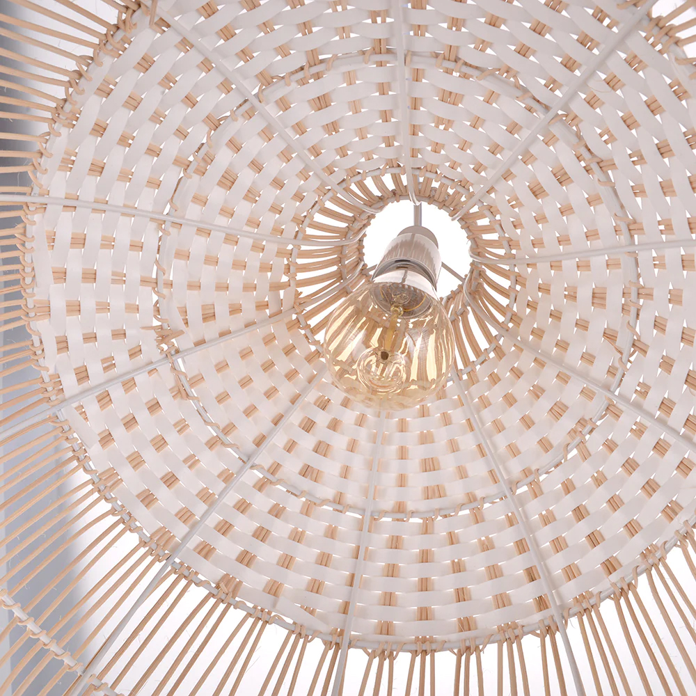 White Rattan Pendant Light Woven Rattan Lampshade