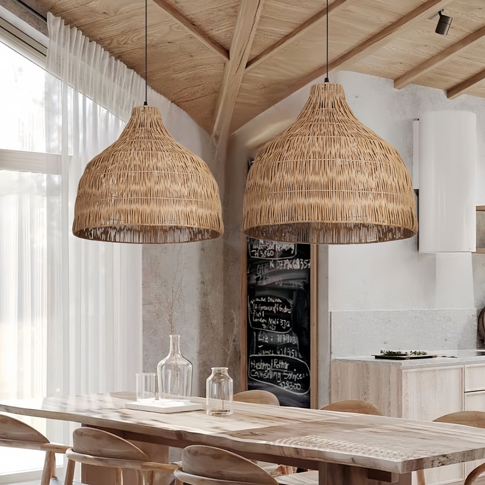 Japanese Retro Rattan Pendant Light Rustic Pastoral Charm