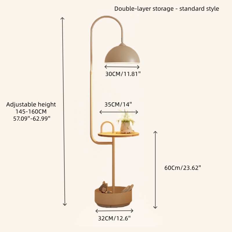 Modern Iron & Marble Floor Lamp with Integrated Storage Rack - Kids Room/Study