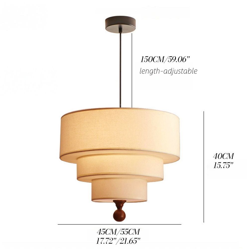 French Retro Color-Blocked Fabric Pendant Light