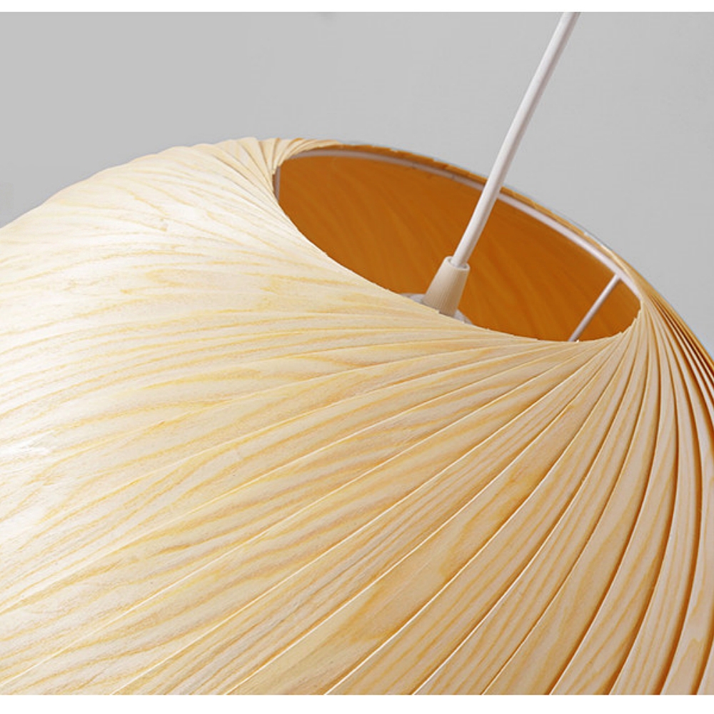 Spiral Wood Veneer Dome Pendant Light