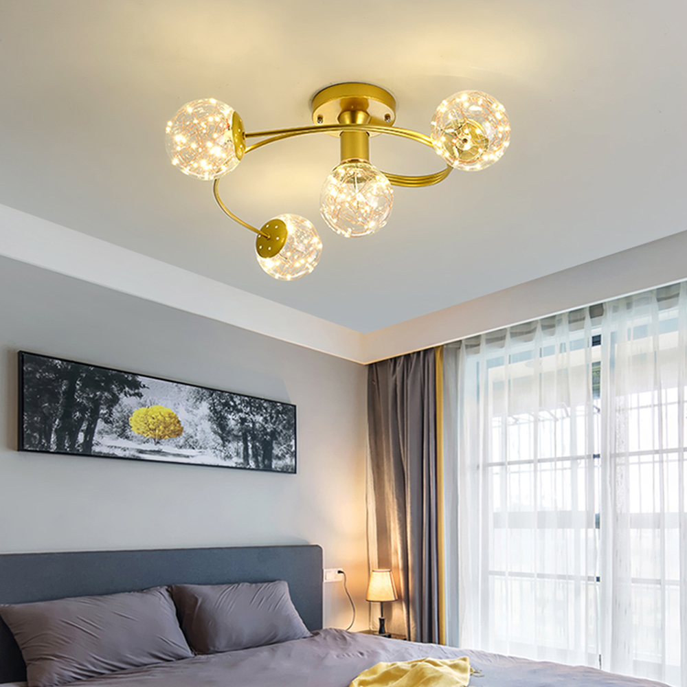 Nordic luxury star string chandelier glass bubble pendant lighting living room glass ball lamps