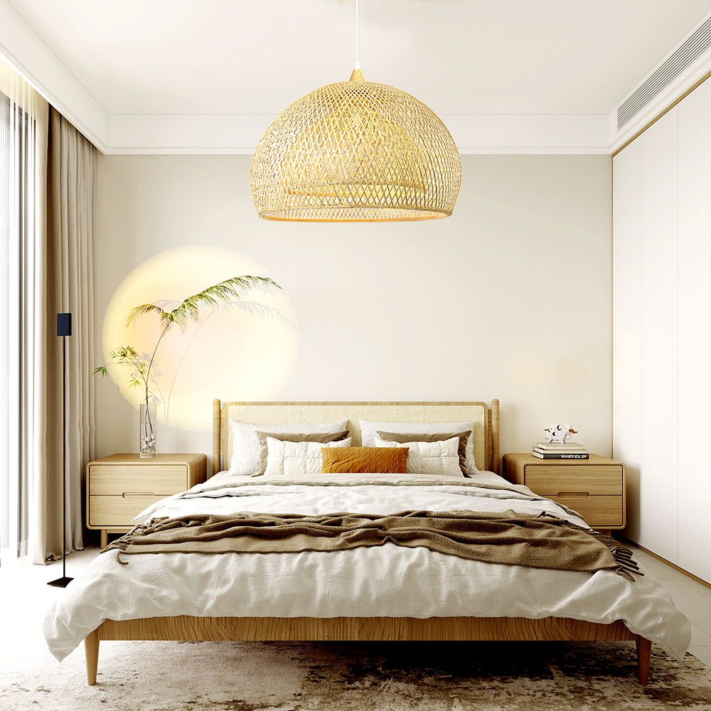 Handmade 2-Layer Bamboo Pendant Light Sustainable Ceiling Light Shades