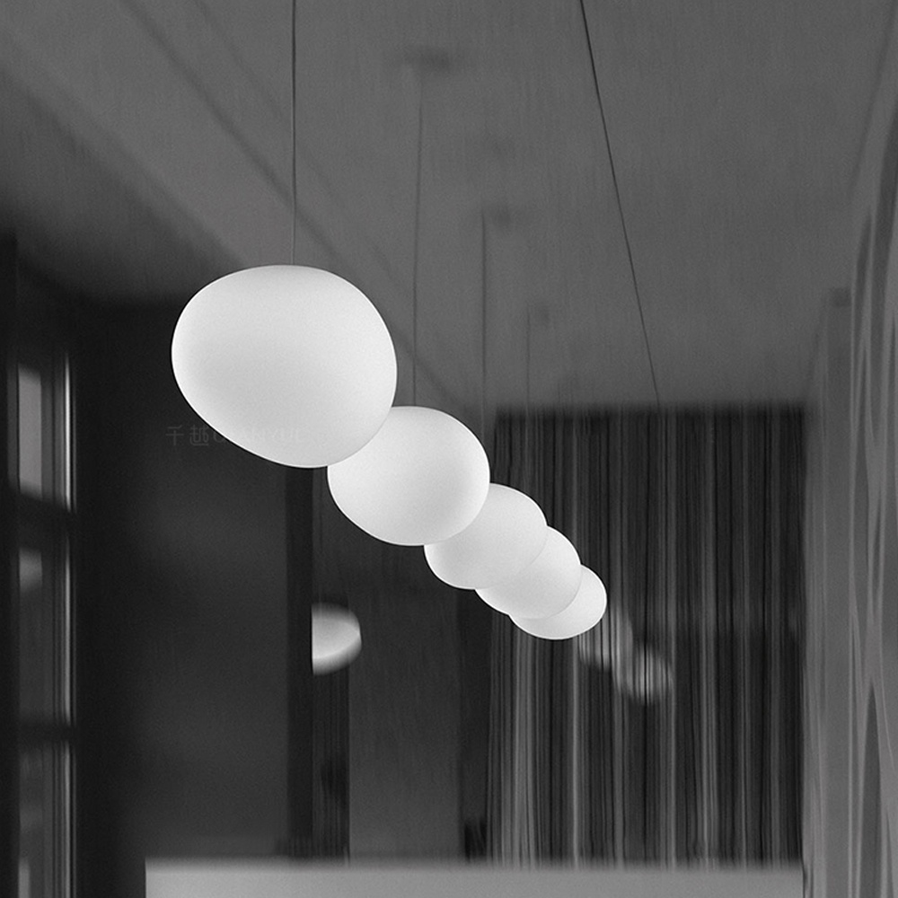 Danish Creative Pebble Chandelier Loft Apartment Duplex Spiral Staircase Pendant Light