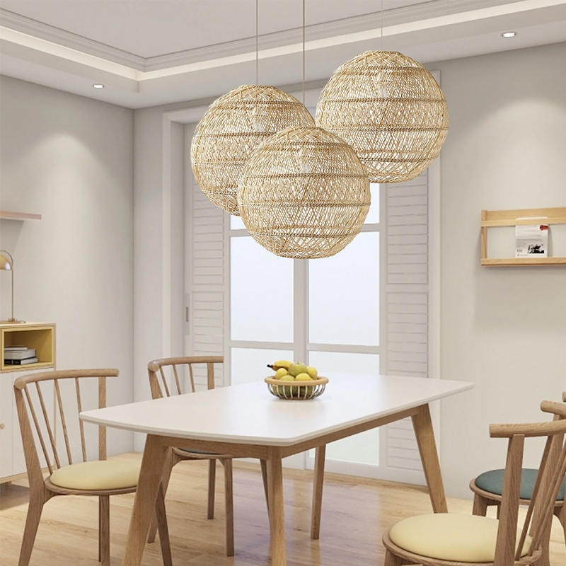 Basket Rattan Woven Lantern Chandelier Pendant Lamp Shade