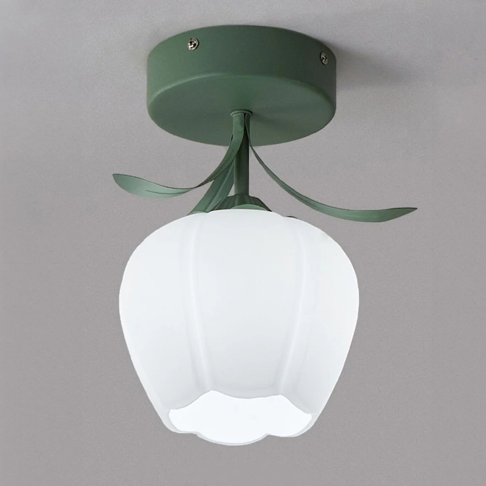 French cream style corridor balcony entrance flower bud shaped glass ceiling light