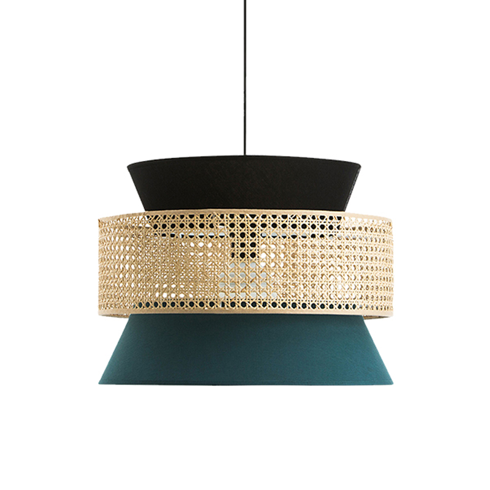 Hand-Woven Home Decor Rattan Tiered Chandelier Red, Blue Modern Wicker Light Pendant