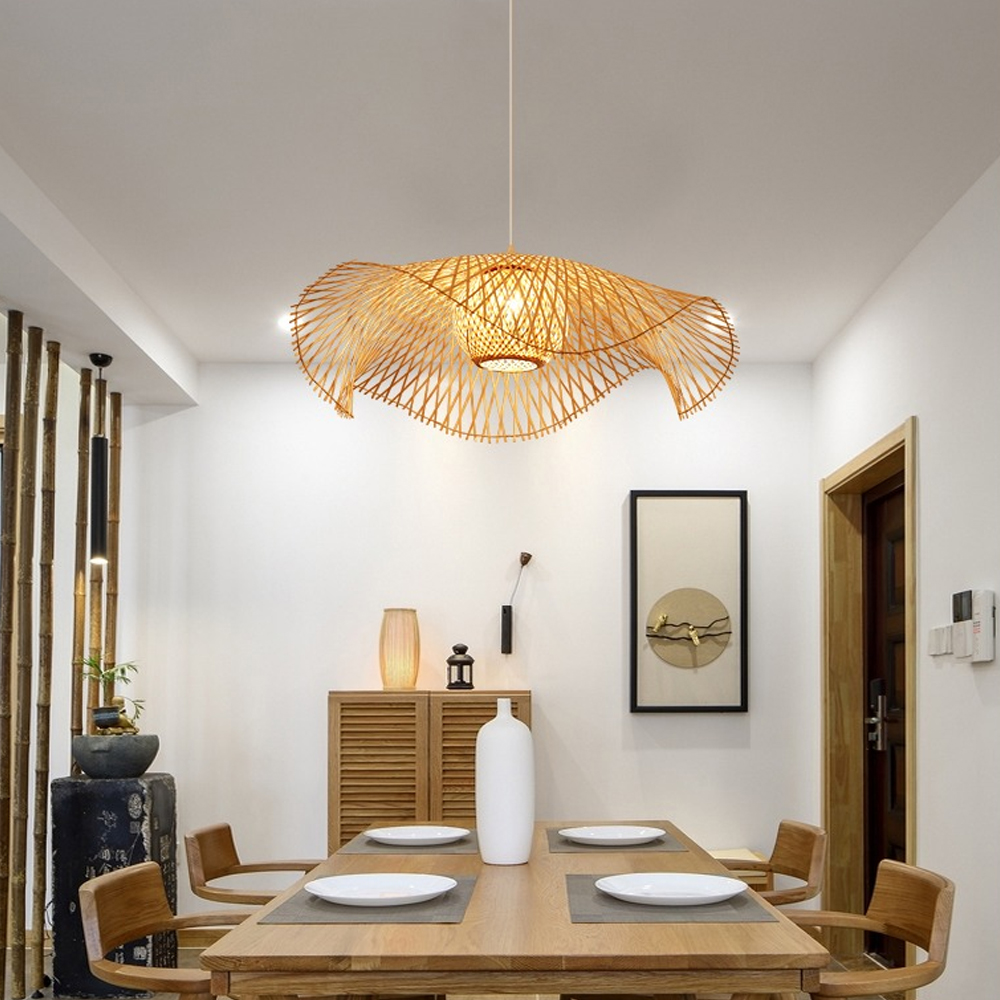 Large Hat-shape Bamboo Ceiling Light For Bedroom