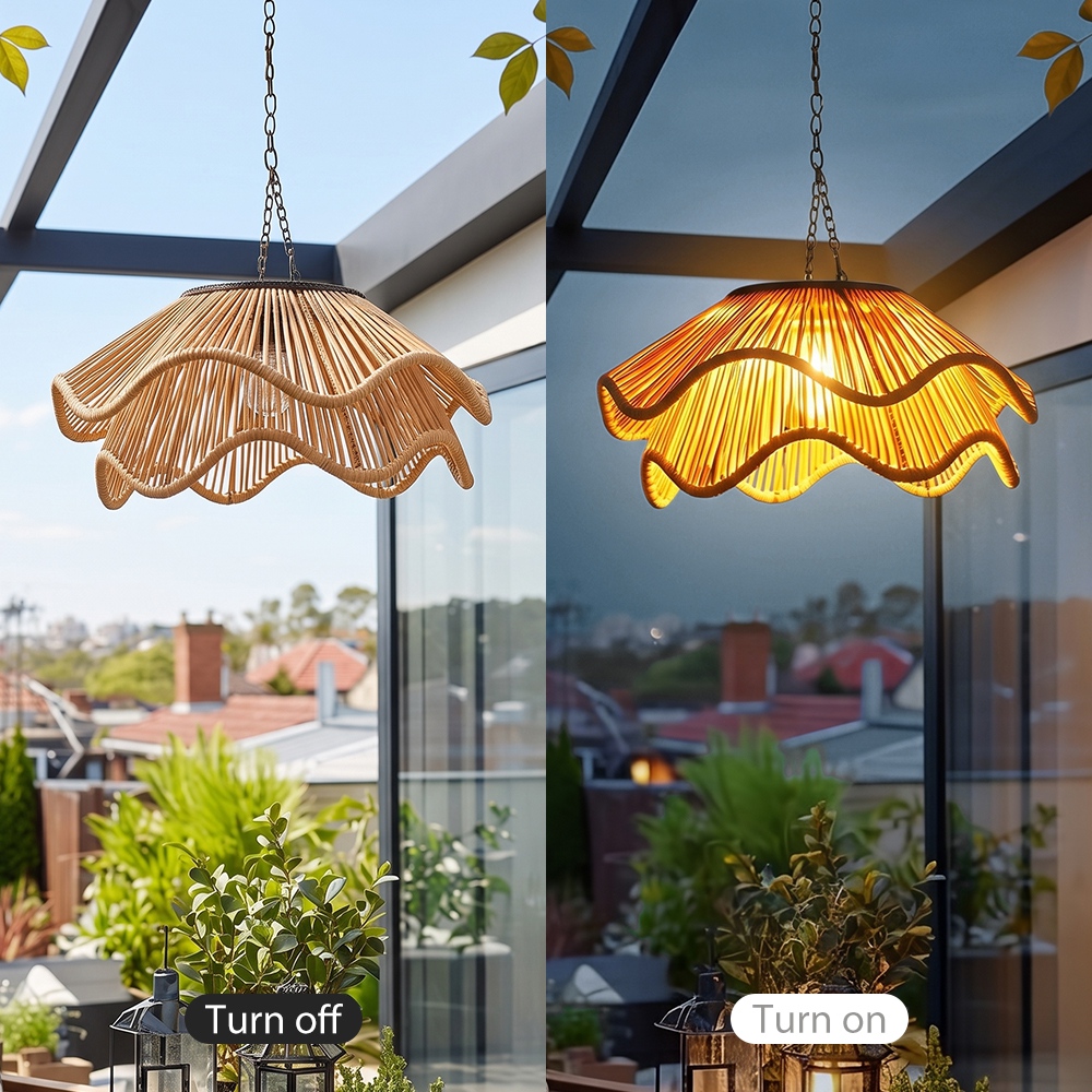 Boho Waterproof Solar Pendant Light for Outdoor Patio & Garden