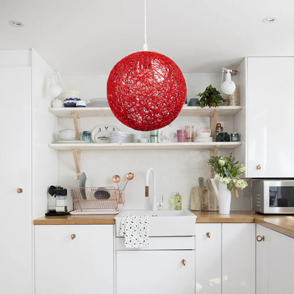 Creative handmade woven colorful rattan woven personalized circular chandelier