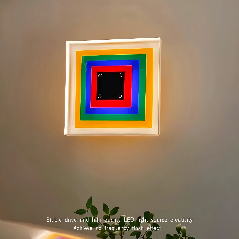 Color Pixel Wall Lamp Bauhaus Living Room Bedroom Decorative Painting Square Frame Wall Lamp