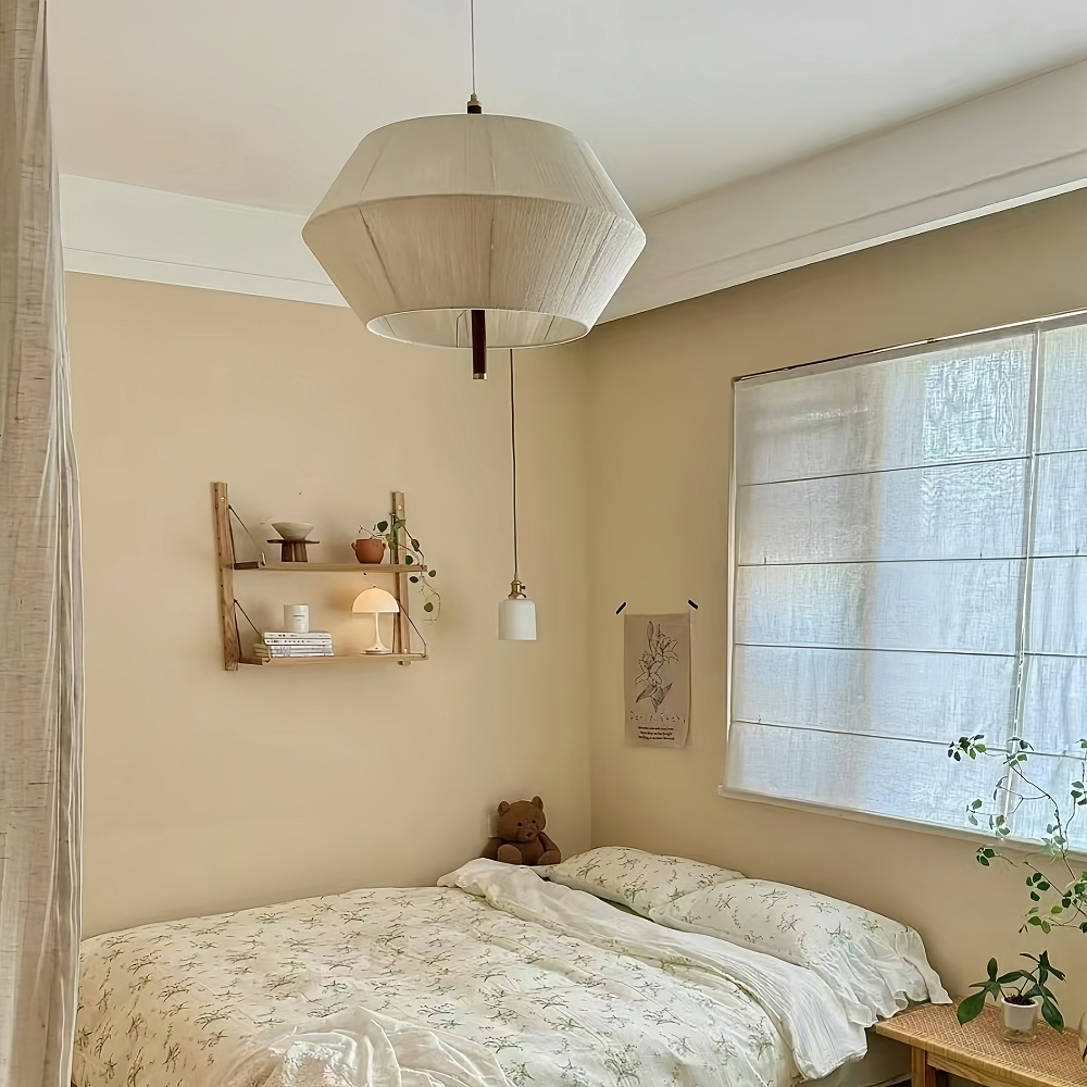 Wabi Sabi Style Tea Room Vintage Woven Cotton Thread Pendant Light