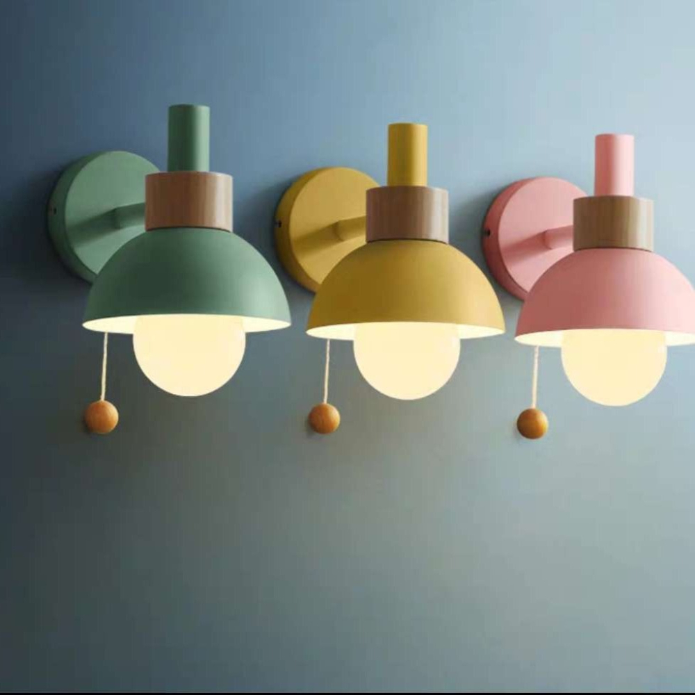 Macaron color matte dome wall lamp in living room foyer hallway