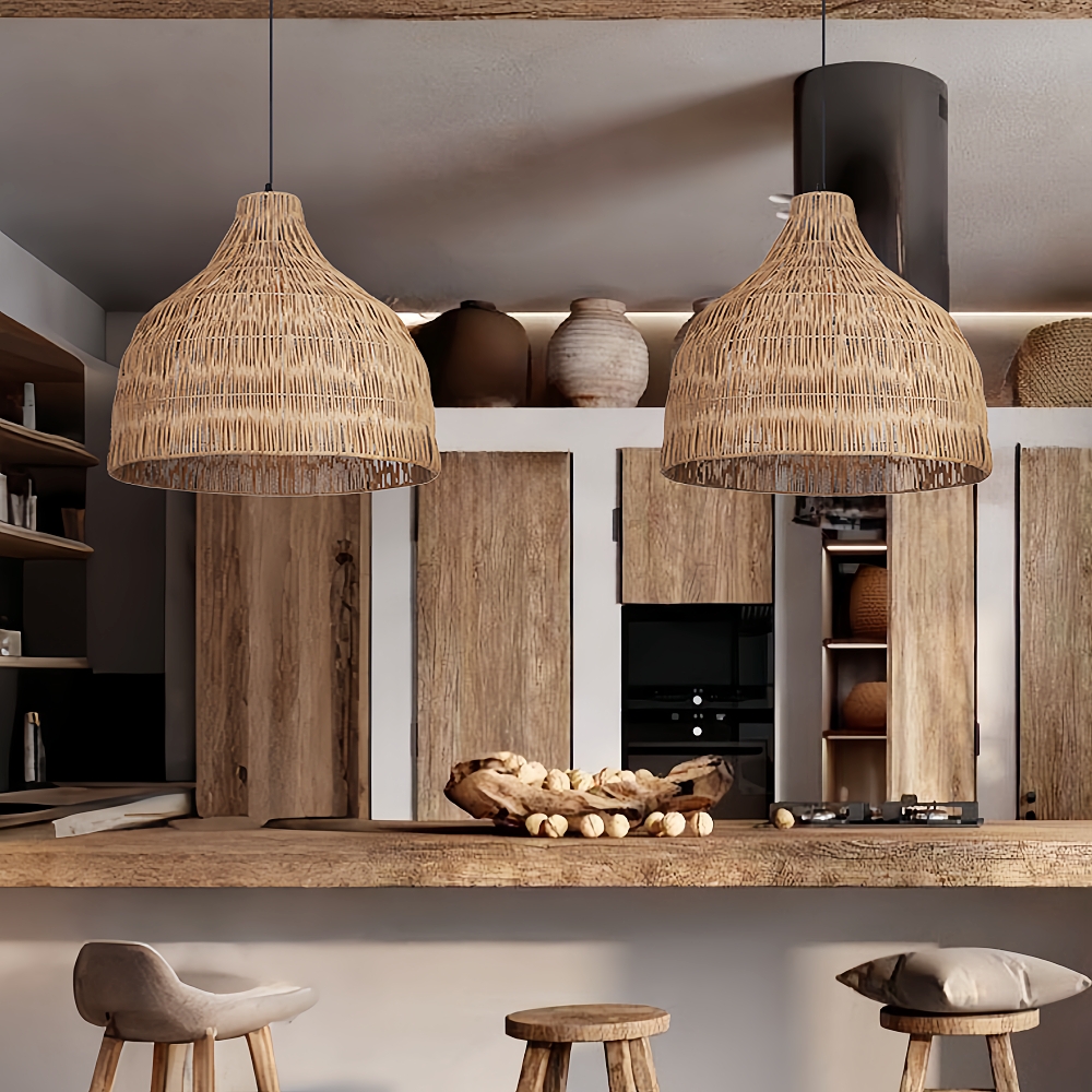 Japanese Retro Rattan Pendant Light Rustic Pastoral Charm