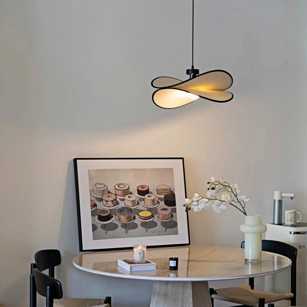 Japanese Wabi Sabi Style Bedroom Creative Potato Chip Shaped Fabric Pendant Light