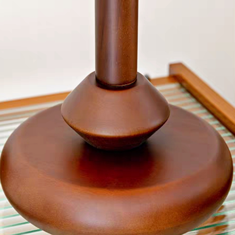 Vintage Glass-Decorated Solid Wood Sunset Table Lamp