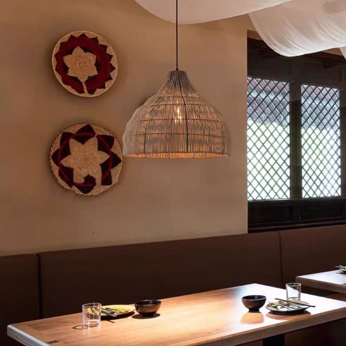 Wabi-sabi Rattan Pendant Light Duplex Loft Chandelier