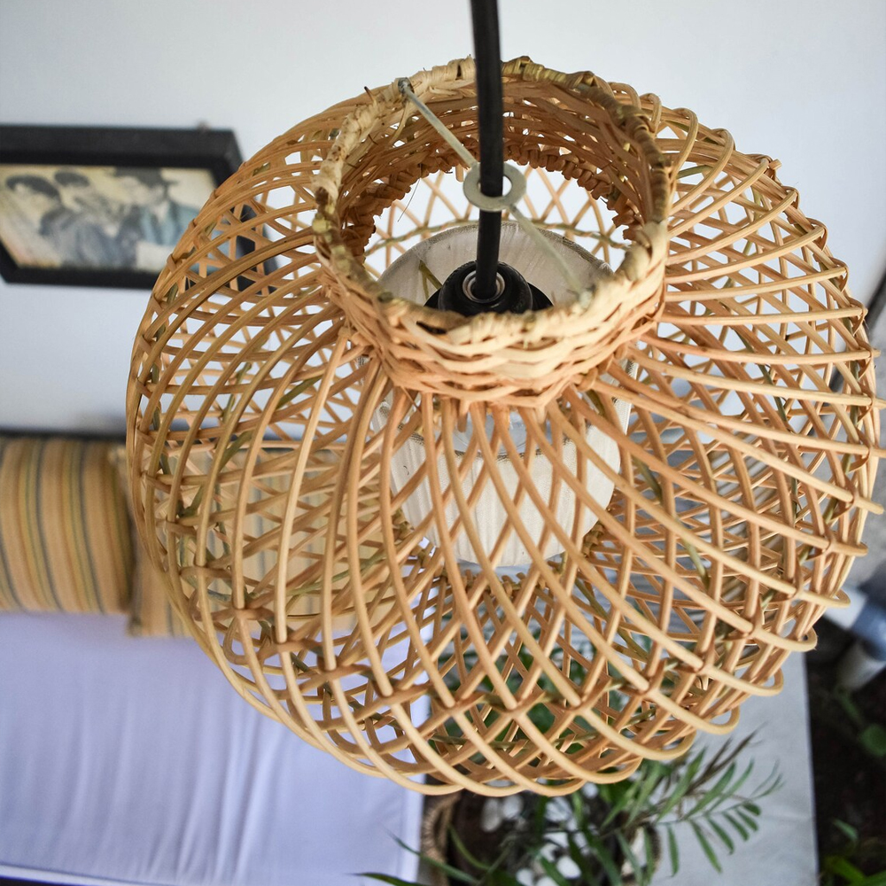 Boho Rustic Pendant Light Handmade Natural Rattan Chandelier