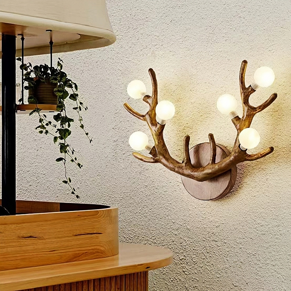 Nordic Creative Imitation Deer Horn Art  Atmosphere Wall Lamp