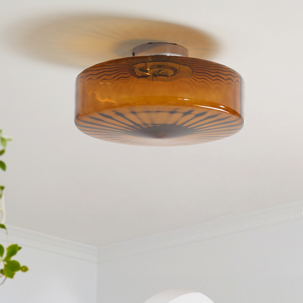 Bauhaus Glass Ceiling light French Medieval Water Ripple Aisle Lamp