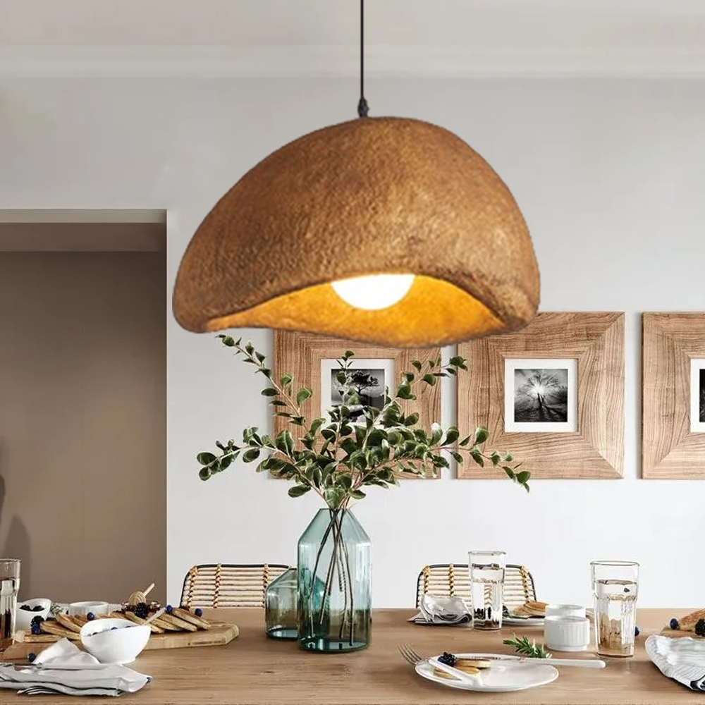 Nordic Living Room Resin Oval Ceiling Lamps Wabi-Sabi Pendant Light