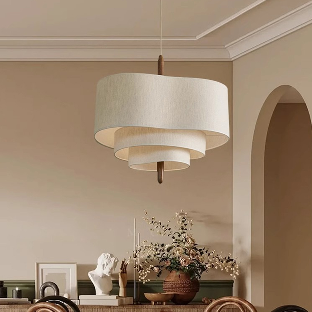 Vintage French Minimalist Fabric Chandelier Bedroom Decorative Lamp Dining Table Light
