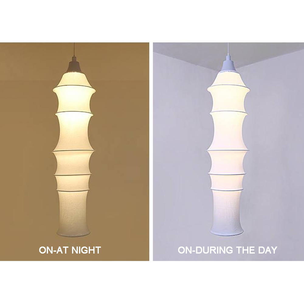 Nordic Fabric Chandelier Tatami Bamboo-shape Long Lantern Lighting Fixture