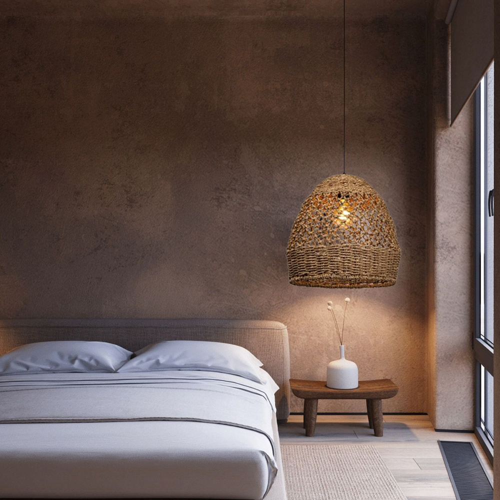 Natural Seagrass Lampshade Rattan Pendant Light Handmade Lamp Fixture