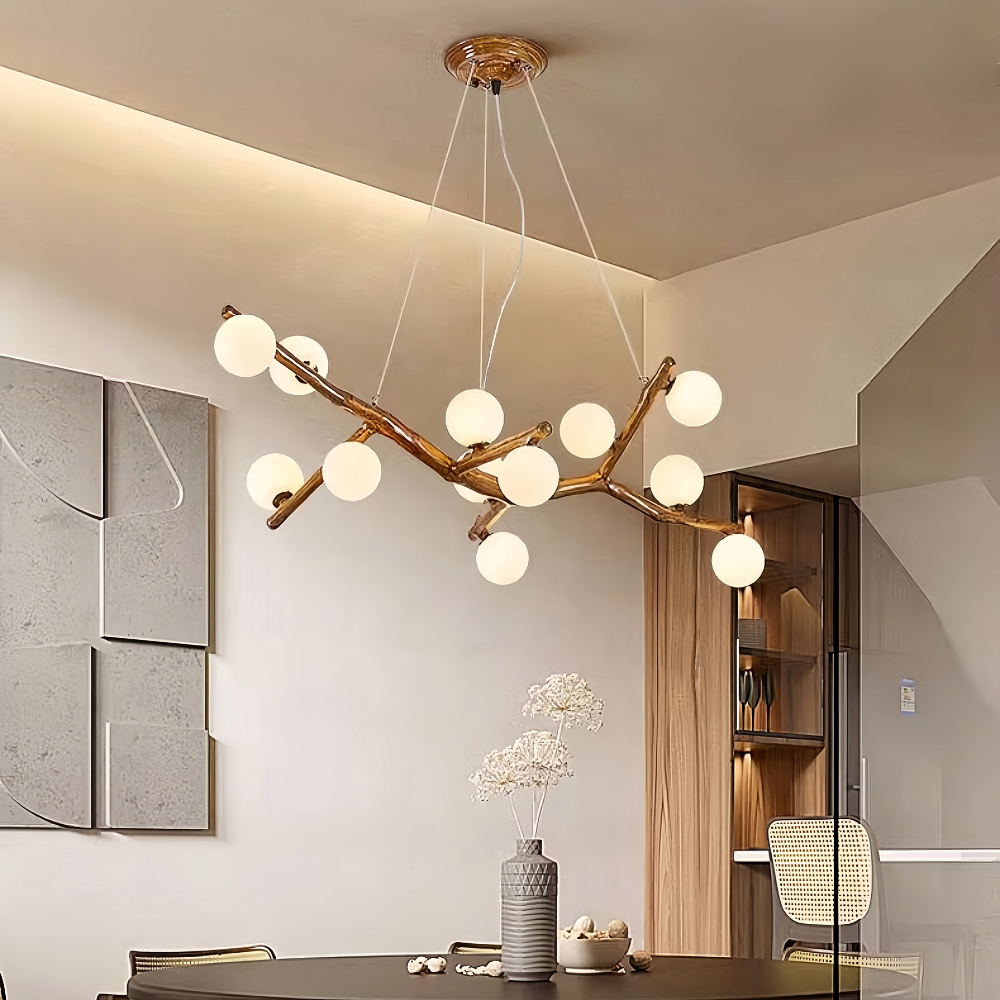 Wabi Sabi Style Retro Imitation Tree Branch Multi Headed Pendant Light