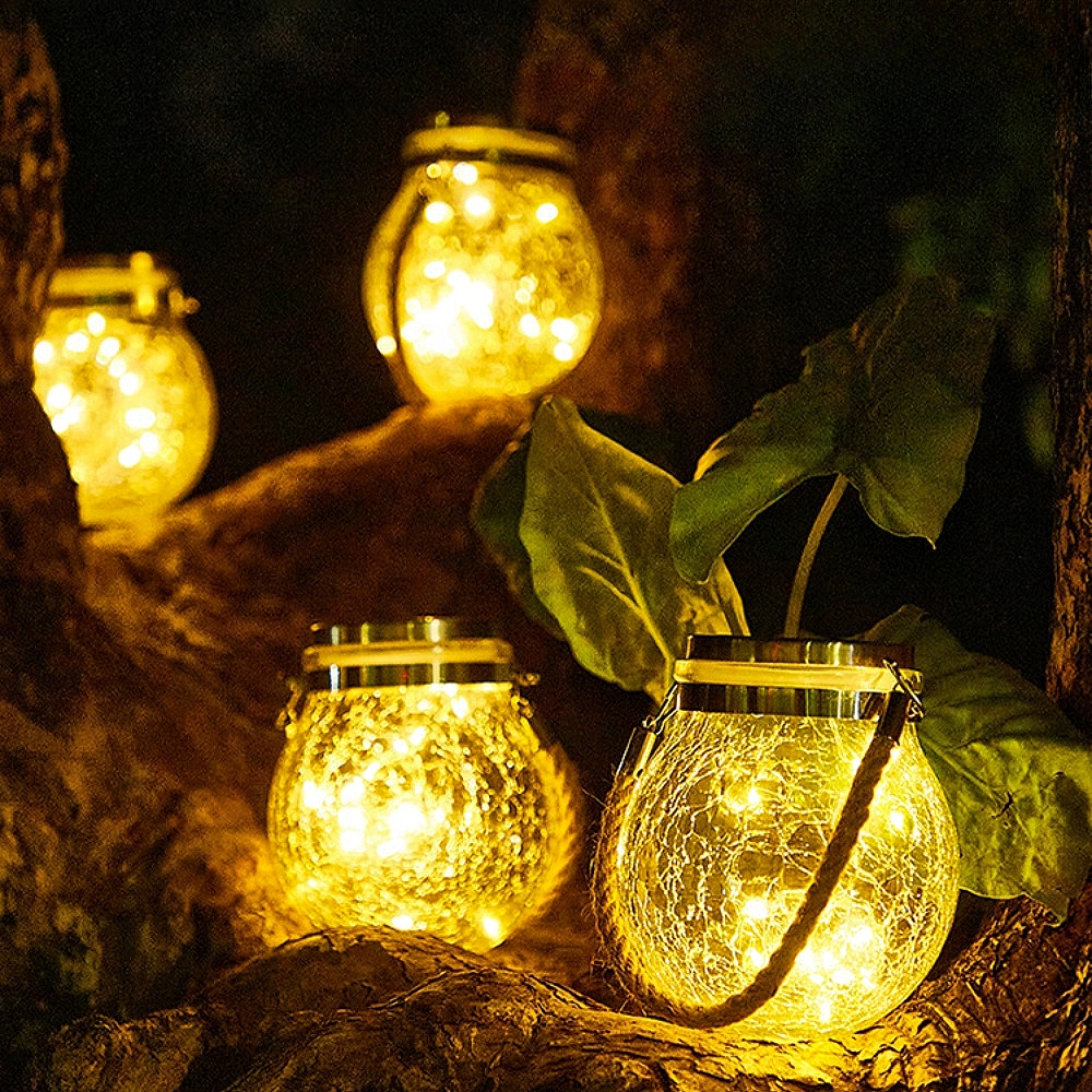 Solar Outdoor Waterproof Cracked gGass Hanging Lamp