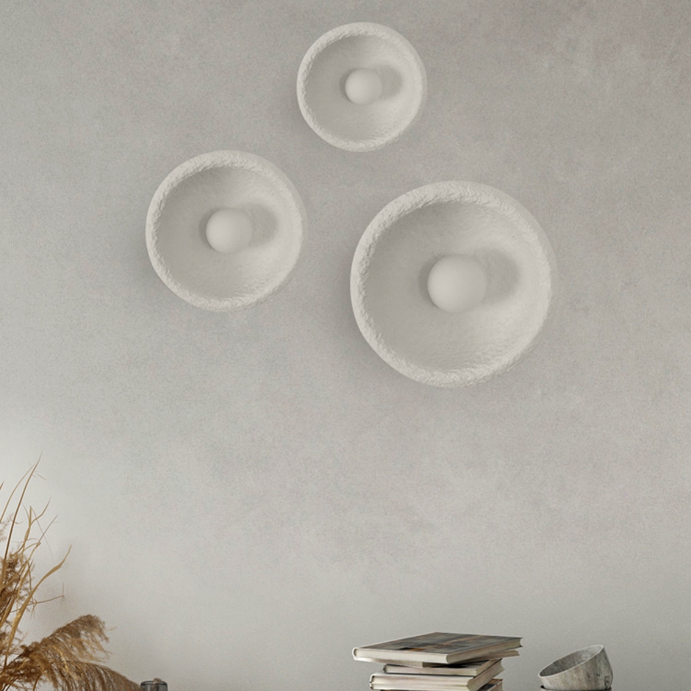 Wabi Sabi Style Retro White Resin Frosted Texture Wall Lamp